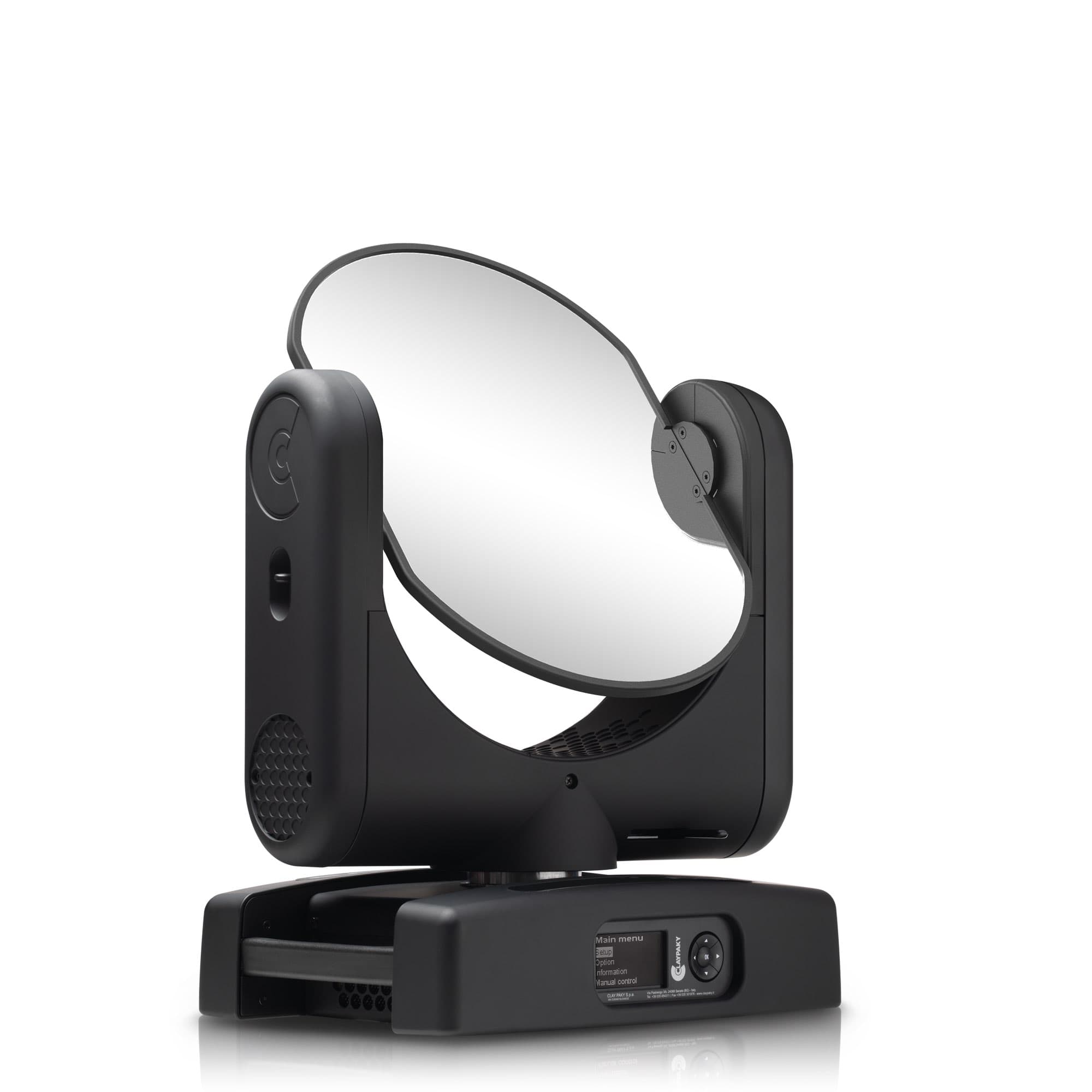 Claypaky ReflectXion next-generation moving mirror — three-quarter studio view