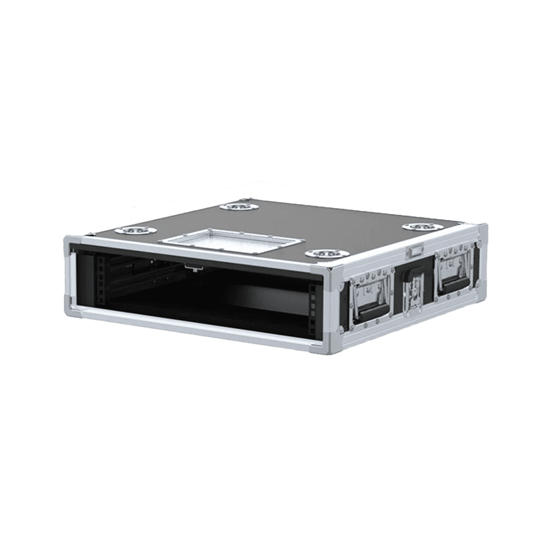 Silvabacc Stackable Case 2U — 19-inch rack flightcase, studio render