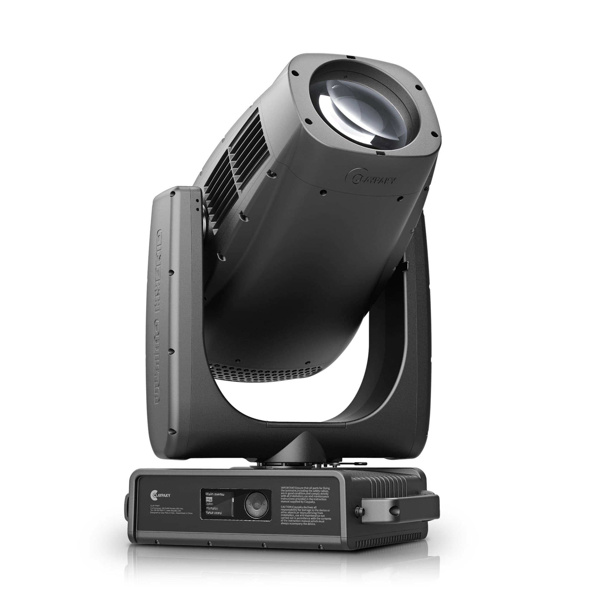 Claypaky Ultimo Hybrid IP66 hybrid moving head — three-quarter studio view