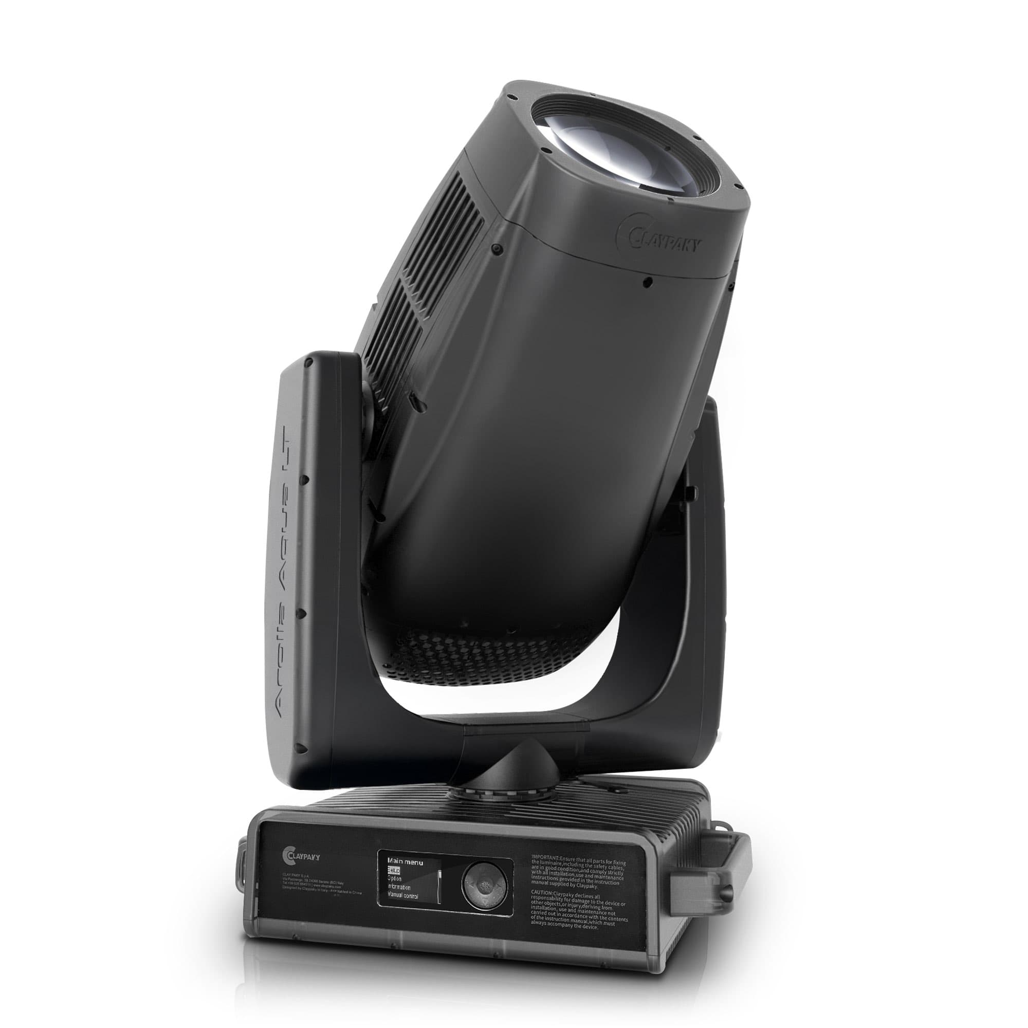 Claypaky Arolla Aqua LT IP66 long-throw profile moving head — three-quarter studio view