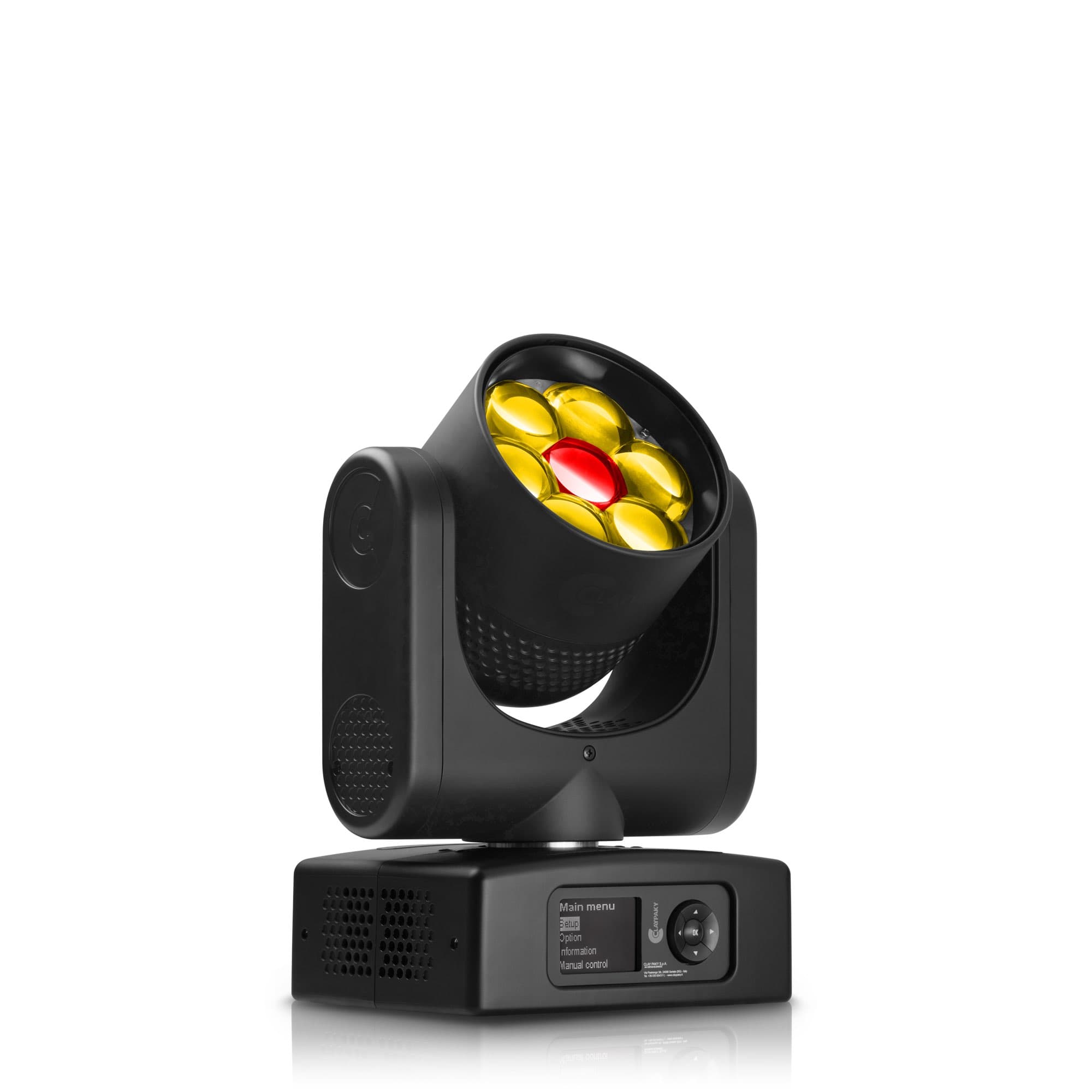 Claypaky Mini-B WW warm-white LED wash moving head — three-quarter studio view