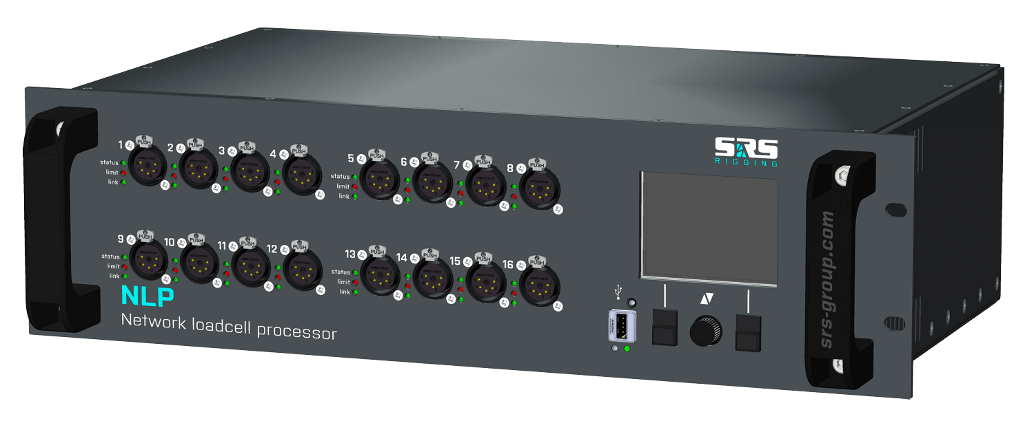 SRS Network Load Cell Processor (NLP), 19-inch rack unit, front view