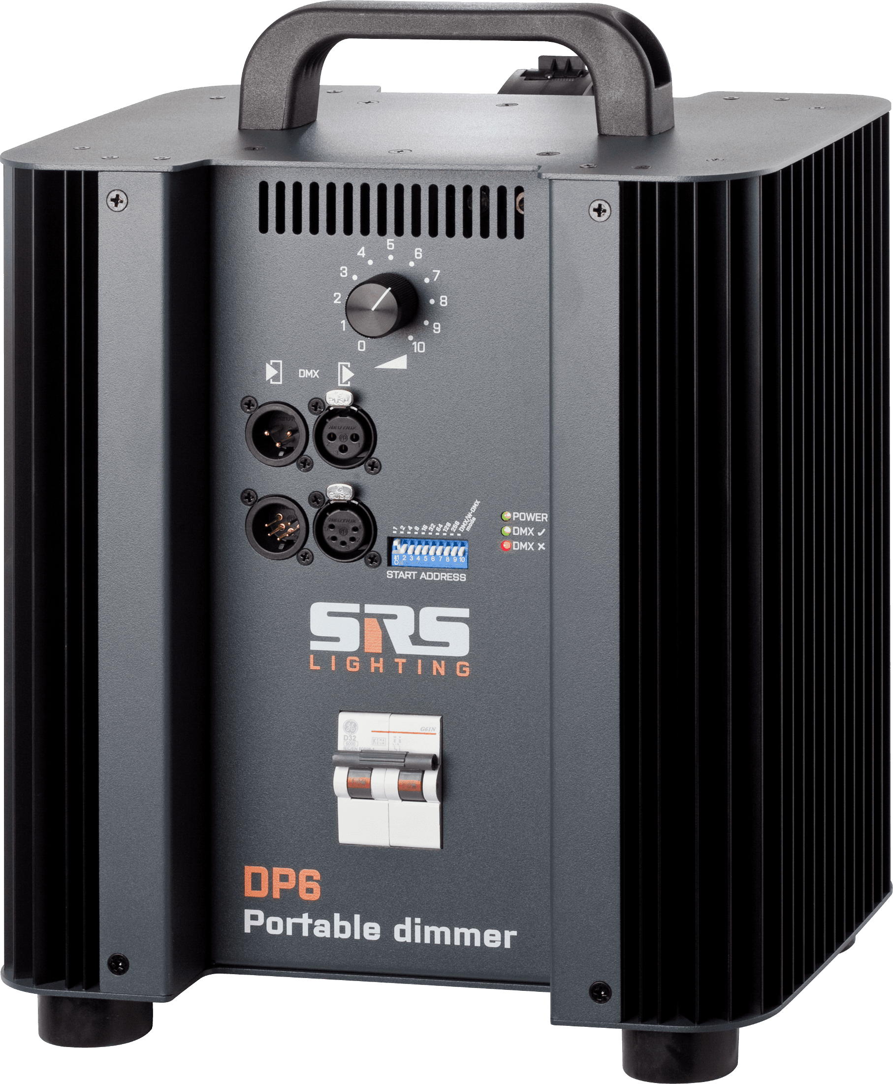 SRS DP6 6 kW portable dimmer pack, front view