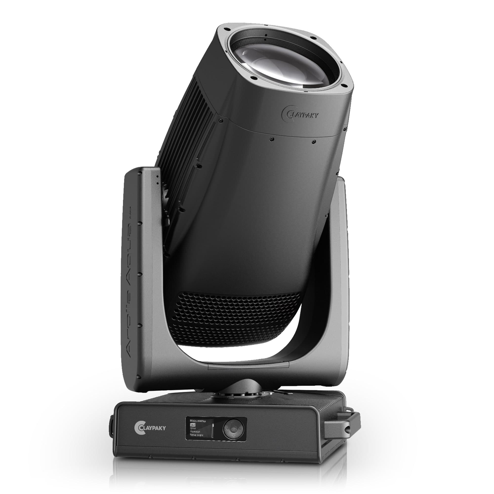 Claypaky Arolla Aqua HP IP66 profile moving head — three-quarter studio view