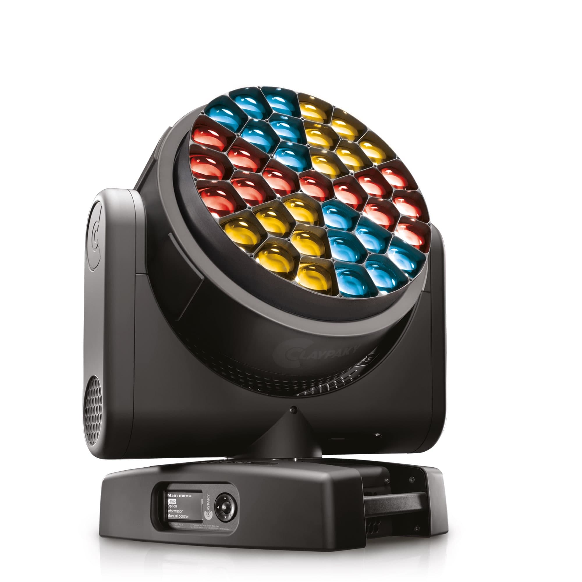 Claypaky HY B-EYE K25 LED wash / beam moving head — three-quarter studio view