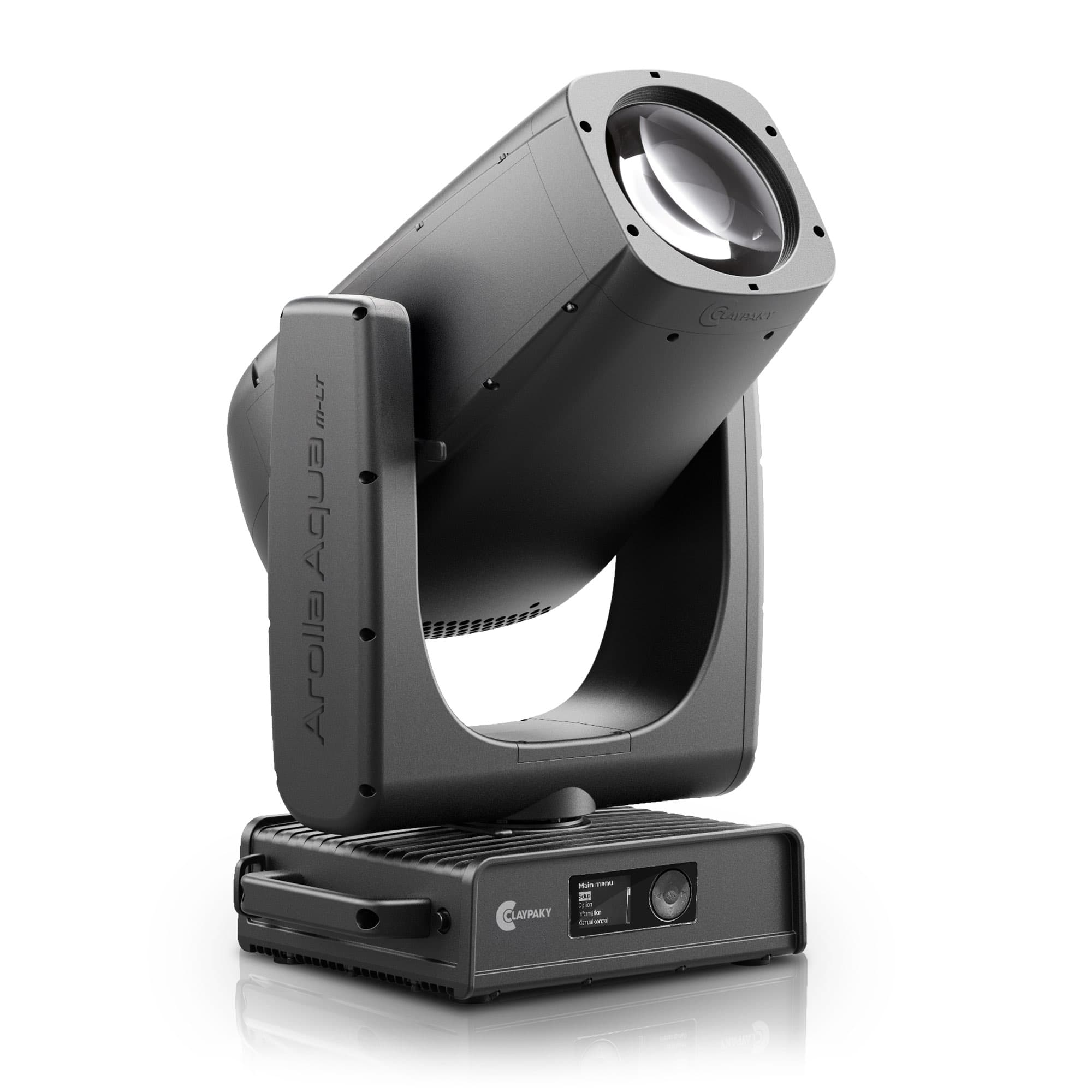 Claypaky Arolla Aqua M-LT long-throw IP66 profile moving head — three-quarter studio view